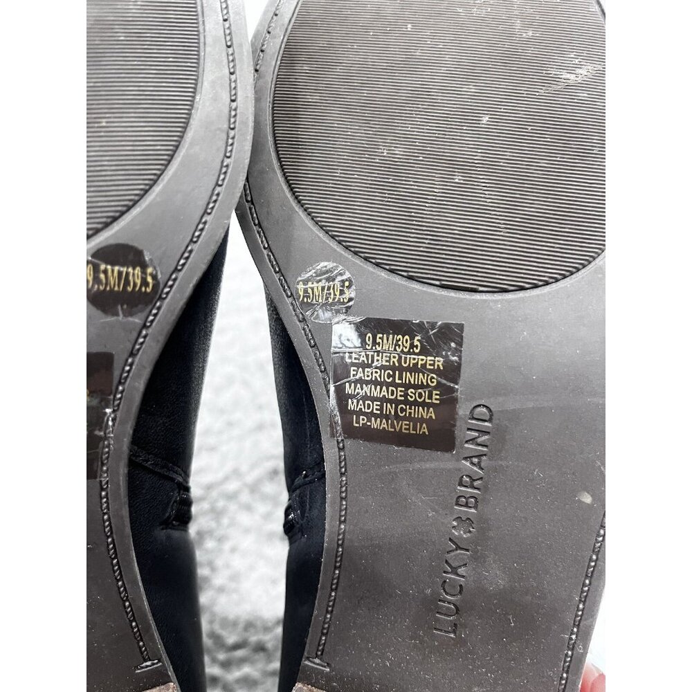 Women's Lucky Brand Black Leather Upper Side Zip Ankle Booties Size 9.5 M - Picture 11 of 12